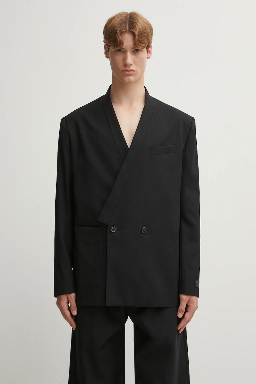 Jakke KENZO Wool Weave Kimono Tailored Double-Breasted Blazer Sort | FF65VE1309ID