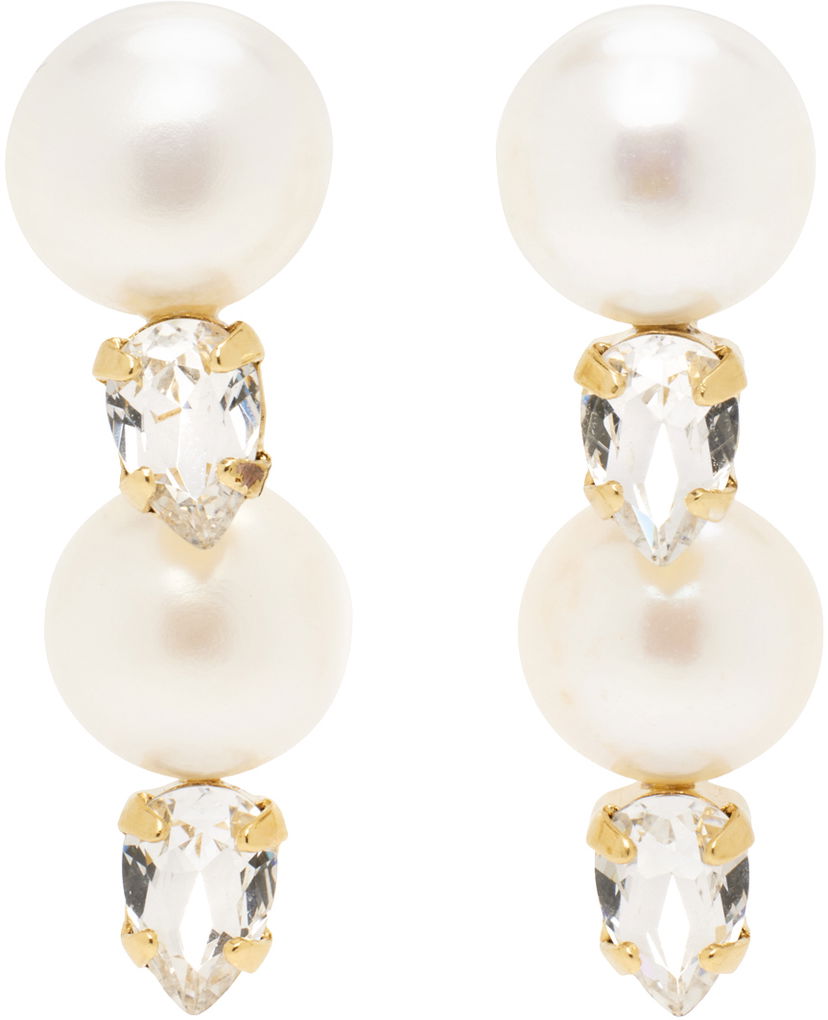 Øreringe Simone Rocha Simone Rocha Pearl Crystal Drop Earrings Hvid | ERG502 0913