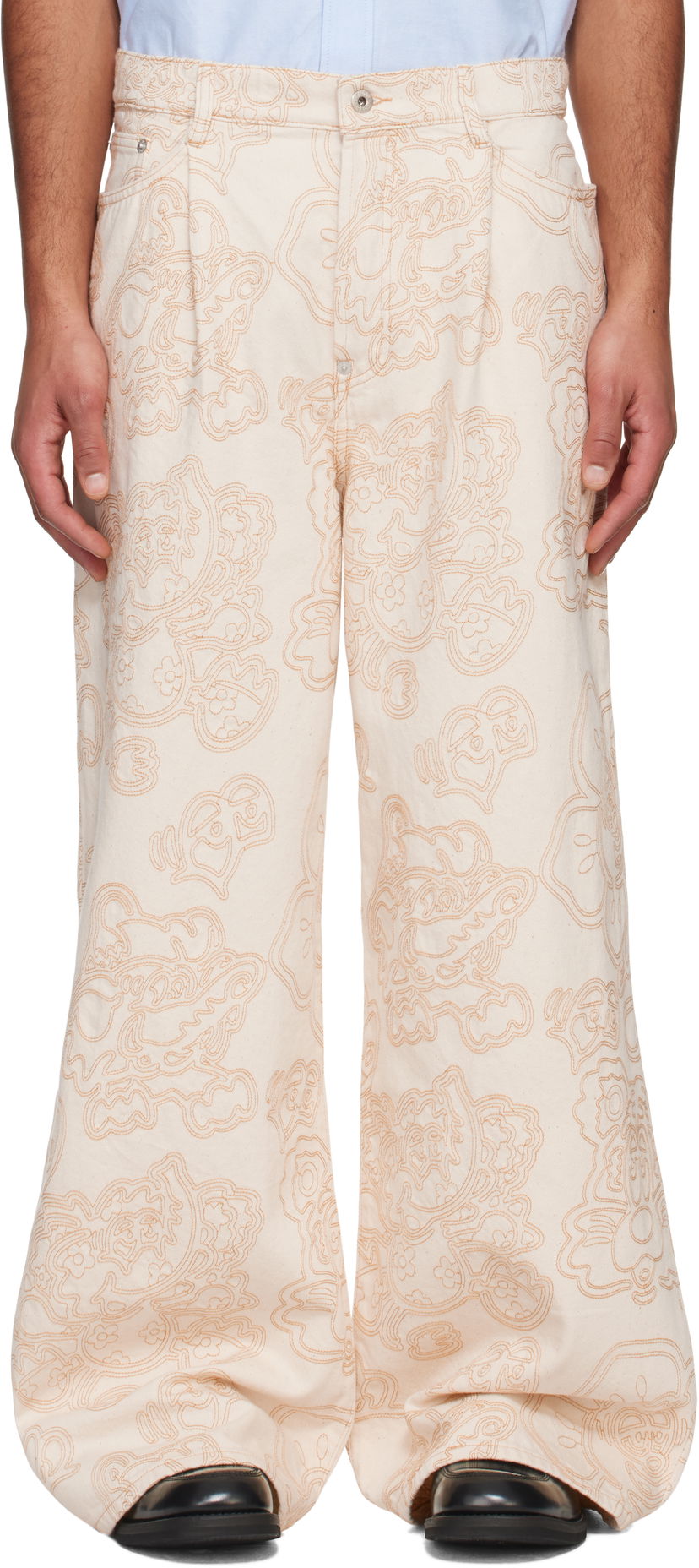 Bukser KENZO Kenzo Paris VERDY Edition Buggy Fit Jeans Beige | FF55DP4196W1