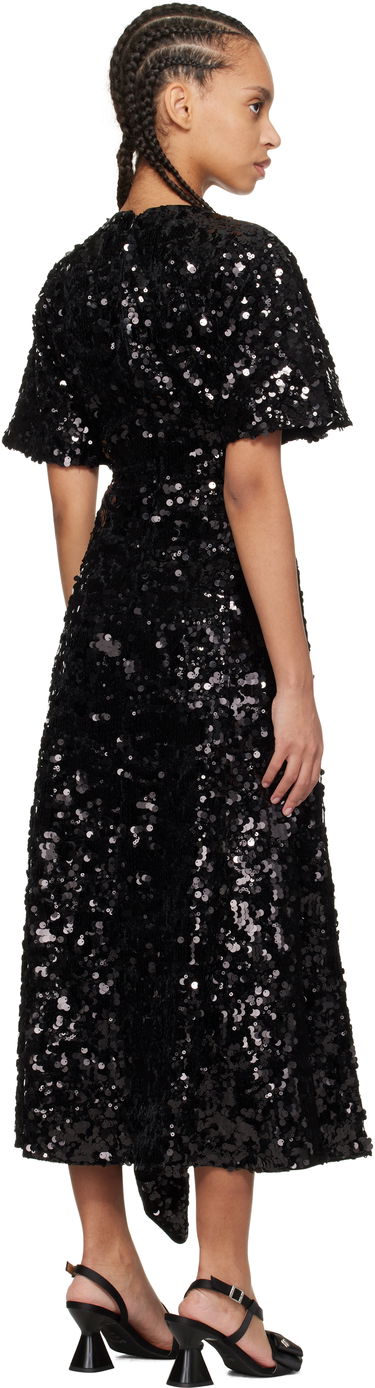 Kjole GANNI GANNI Velvet Sequin Maxi Dress Sort | T4044, 2