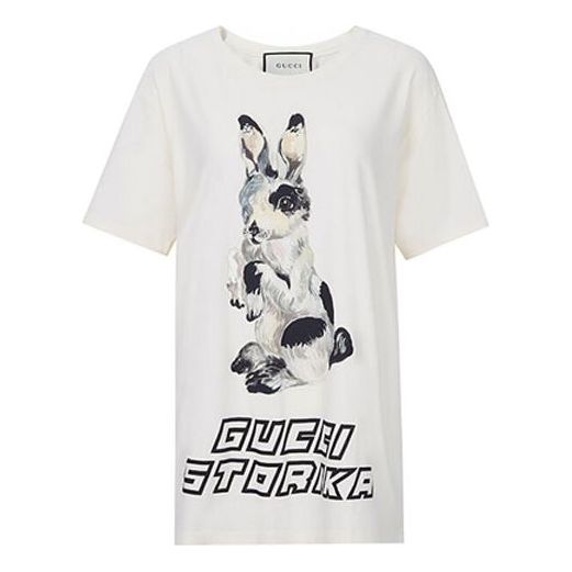 T-shirt Gucci Gucci Crewneck Bunny T-Shirt Hvid | 492347-X3M80-7550