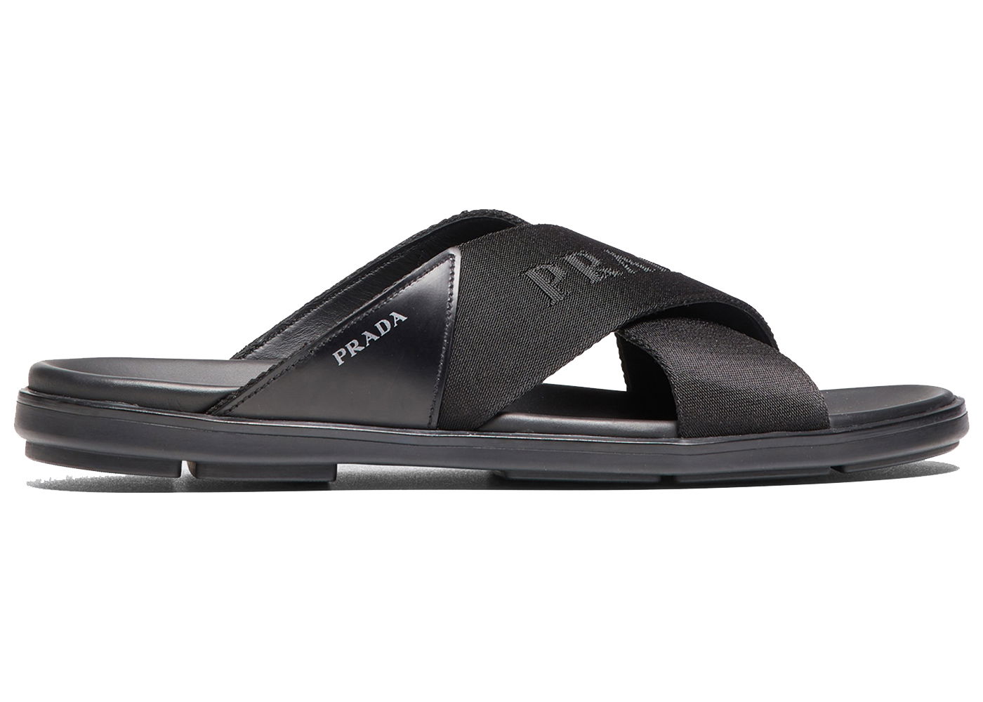 Sneakers og sko Prada Nylon Tape Crisscross Slides Black Leather (Men's) Sort | 2X3032_3L74_F0002, 0