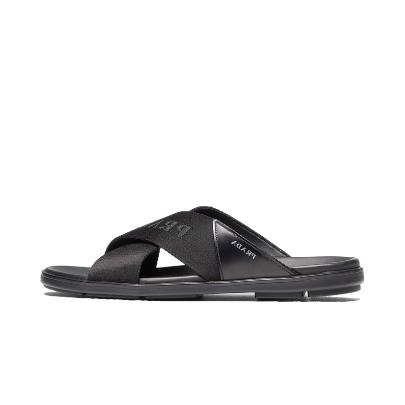 Sneakers og sko Prada Nylon Tape Crisscross Slides Black Leather (Men's) Sort | 2X3032_3L74_F0002