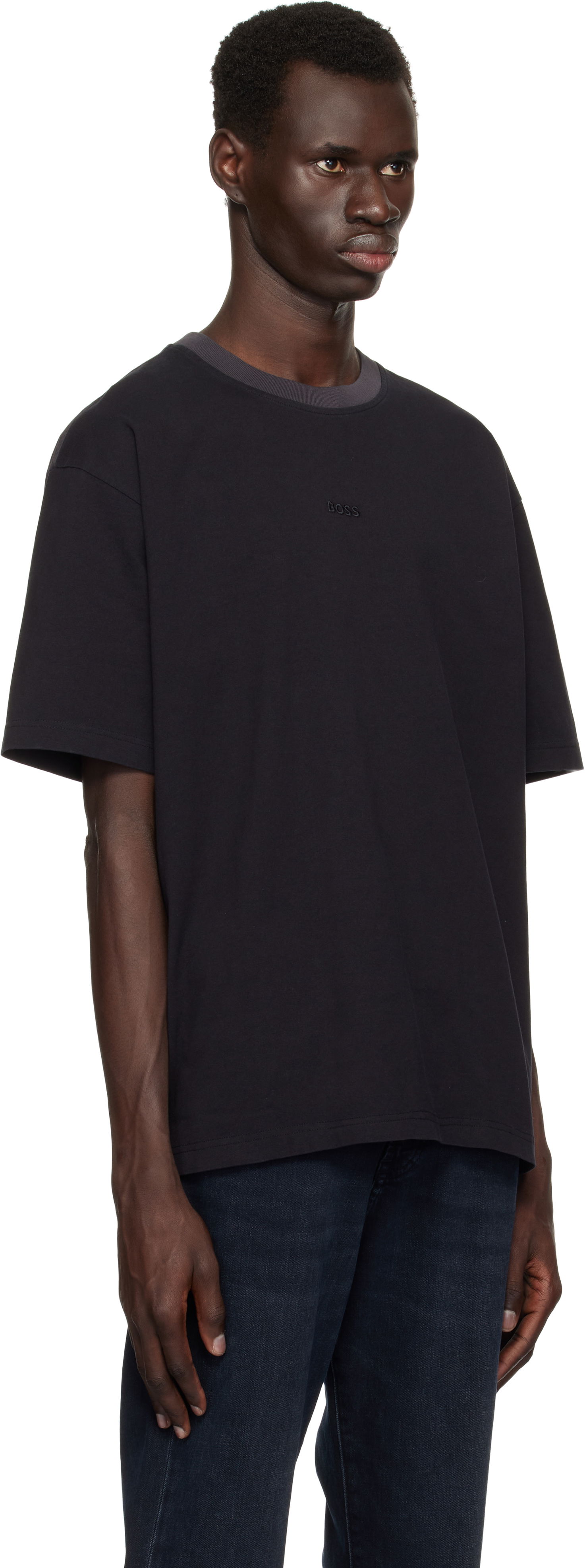 T-shirt BOSS BOSS Embroidered Logo Tee Sort | 50531281, 1