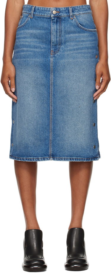 Nederdel Stella McCartney Snap Denim Midi Skirt Blå | 6D03293SQH00, 0