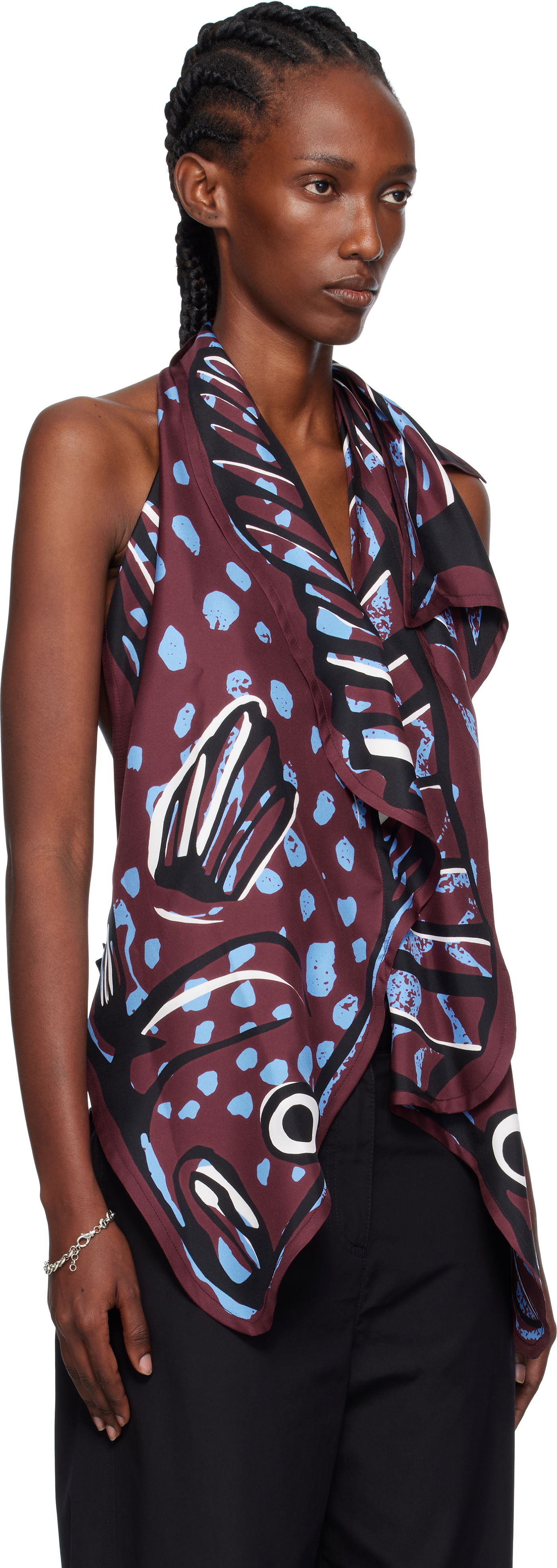 Tanktop Bottega Veneta Bottega Veneta Silk Twill Printed Halter Top Bourgogne | 833135 V5JY0, 1