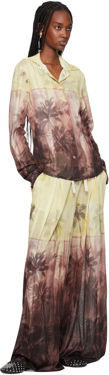 Nederdel Palm Angels Palm Angels Sunset Palms Mesh Trousers Gul | PWCA154S25FAB0012010, 3