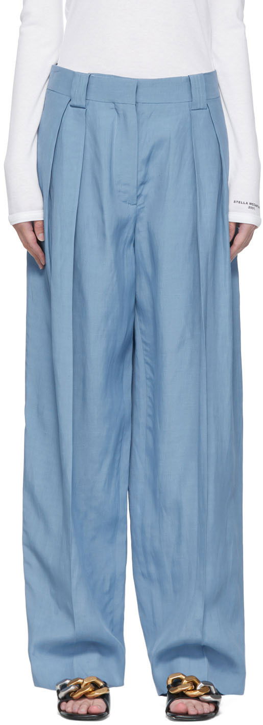 Bukser Stella McCartney Stella McCartney Wide-Leg Viscose Trousers Blå | 6045433STA49