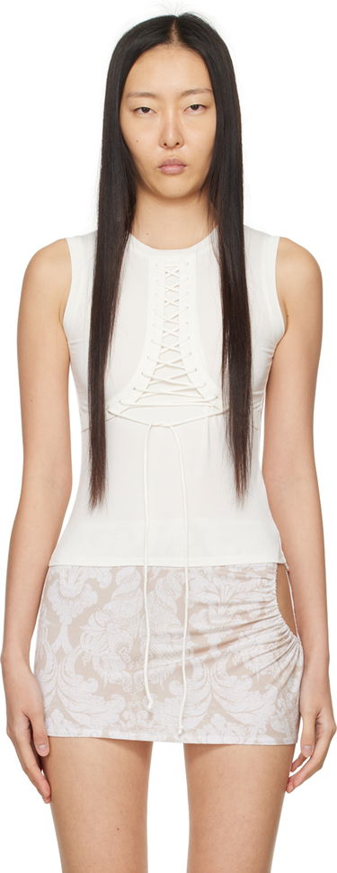 Tanktop Miaou Miaou Zora Lace-Up Tank Top Hvid | 7127TJBDOV, 0