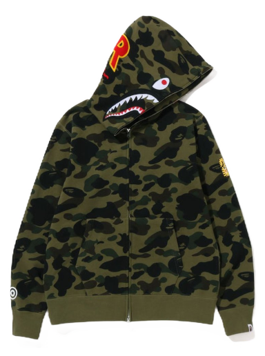 Sweatshirt BAPE PONR 1St Camo Shark Full Zip Hoodie Grøn | 1I80-115-015