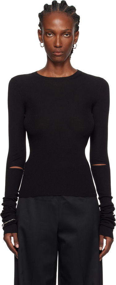 Sweater Ann Demeulemeester Ann Demeulemeester Lyell Elbow Cutout Fitted Sweater Sort | 2520-W-KN02-KN043-099, 0