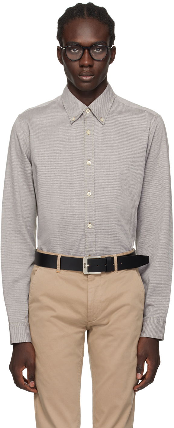 Skjorte BOSS Button-Down Shirt "Khaki" Grå | 50505389