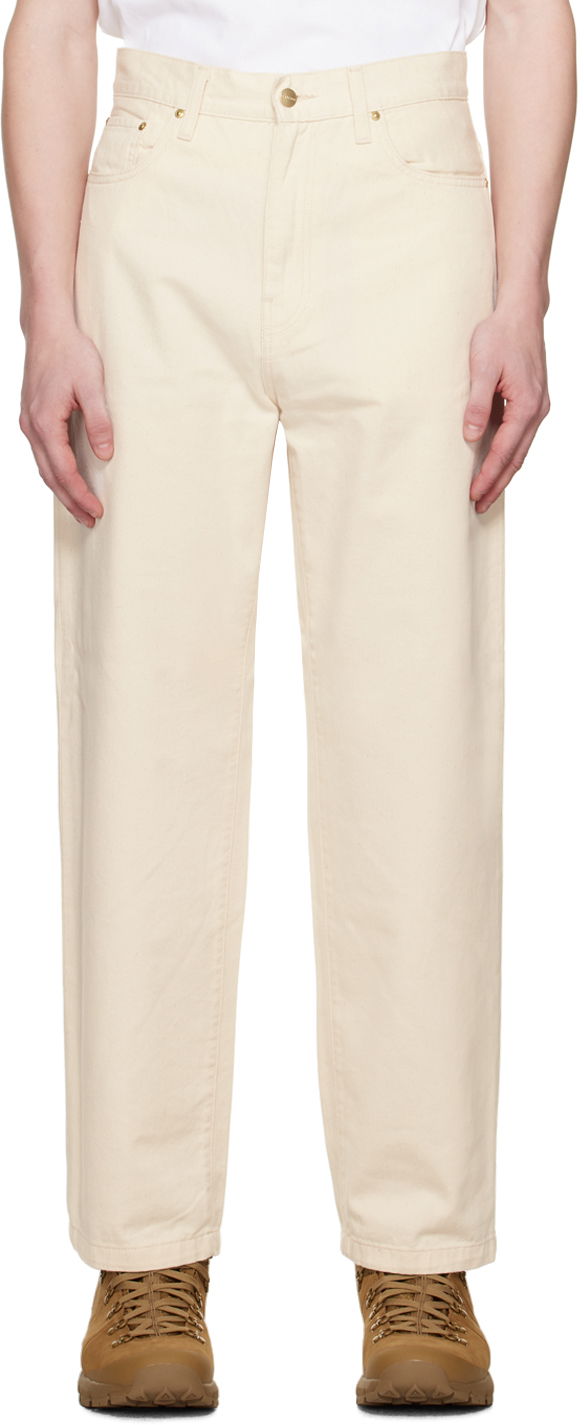 Jeans Carhartt WIP Off-White Derby Relaxed Fit Workwear Pants Beige | I032110