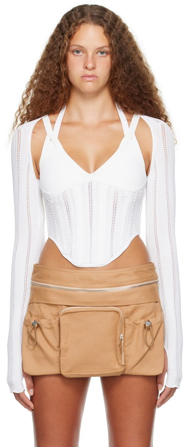 Nederdel Dion Lee Snakeskin Column Corset Top Beige | A7732P23, 0