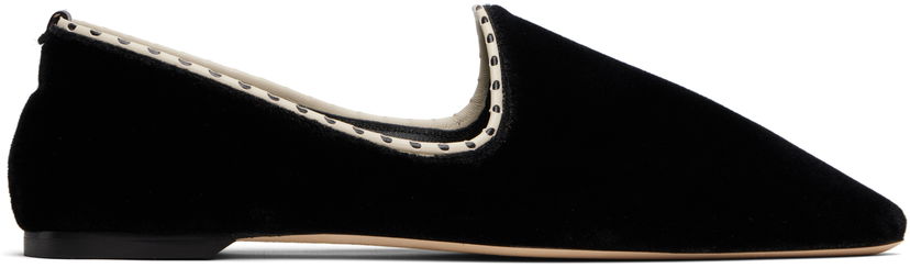 Tøj TOTEME TOTEME Velvet Venetian Slippers Sort | 252-WAS0224-FB0420