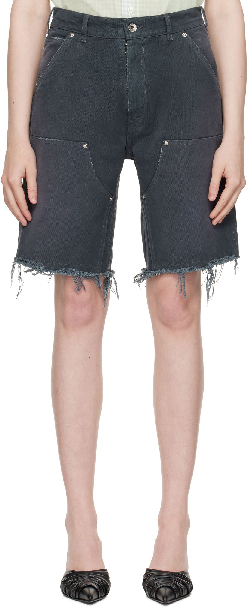 Shorts Maison Margiela Maison Margiela Studded Denim Shorts Grå | S50MU0087 M35255