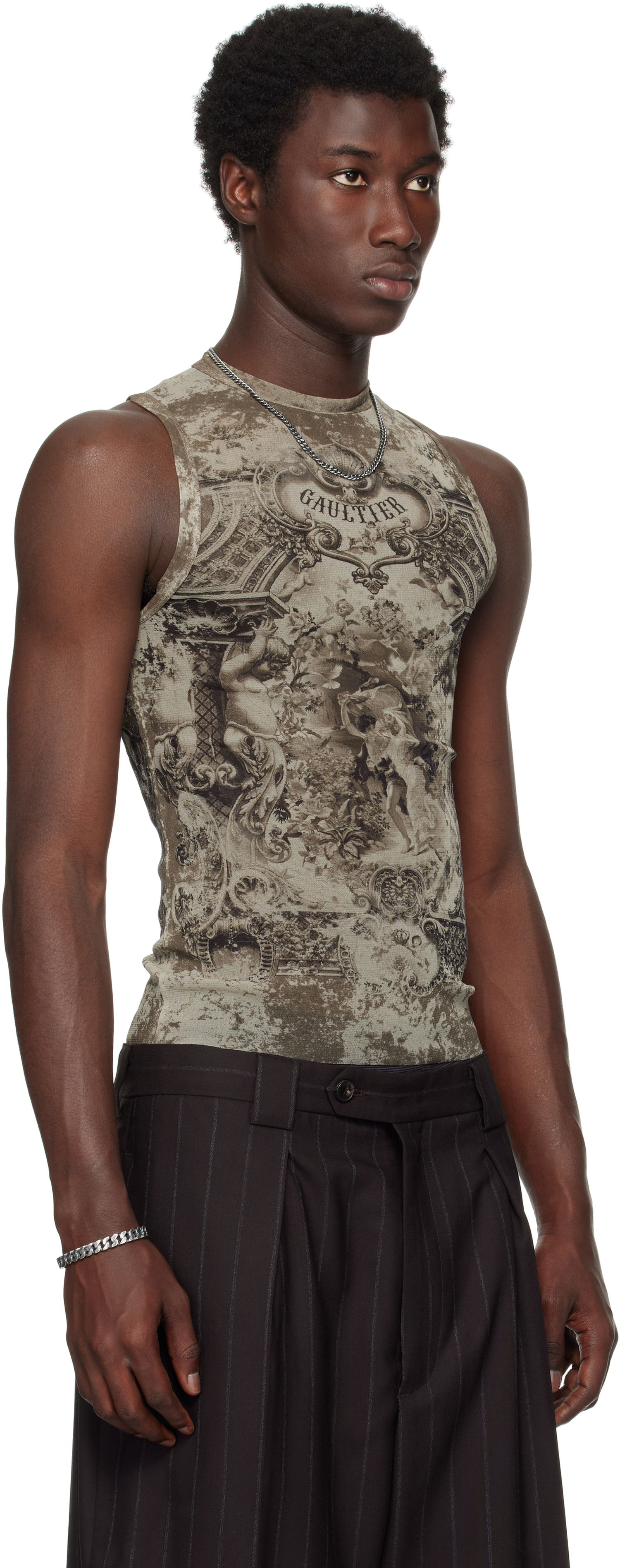 Tanktop Jean Paul Gaultier Jean Paul Gaultier Oversized Medallion Tank Top Grøn | 25/03-W-TO304-M006P-6965, 1