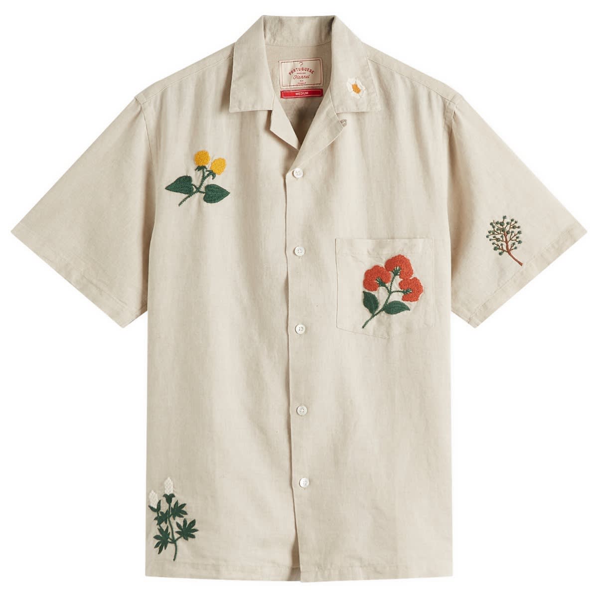 Skjorte Portuguese Flannel Flannel Embroidered Vacation Shirt Beige | SS25-086-NAT, 1