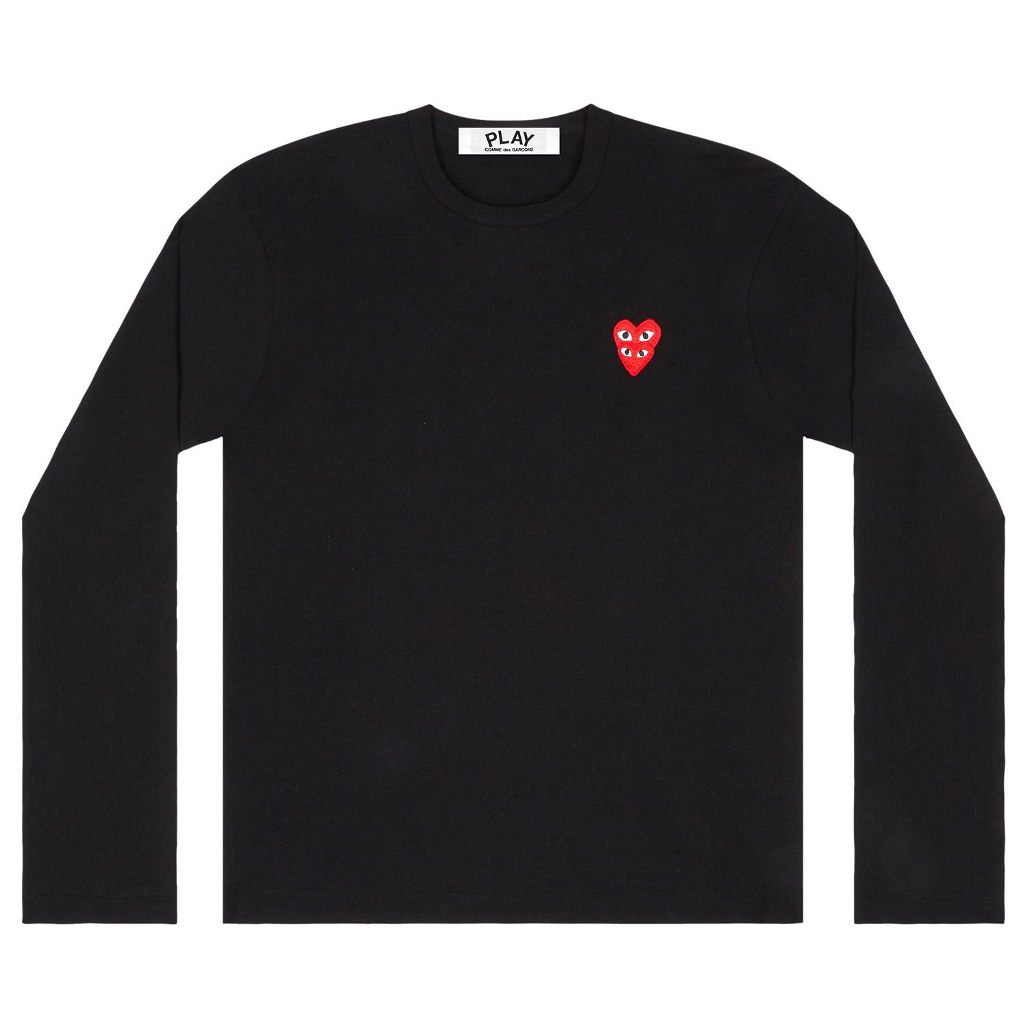 T-shirt Comme des Garçons PLAY Double Heart Long-Sleeve Tee Sort | AZ T292 051 1, 1