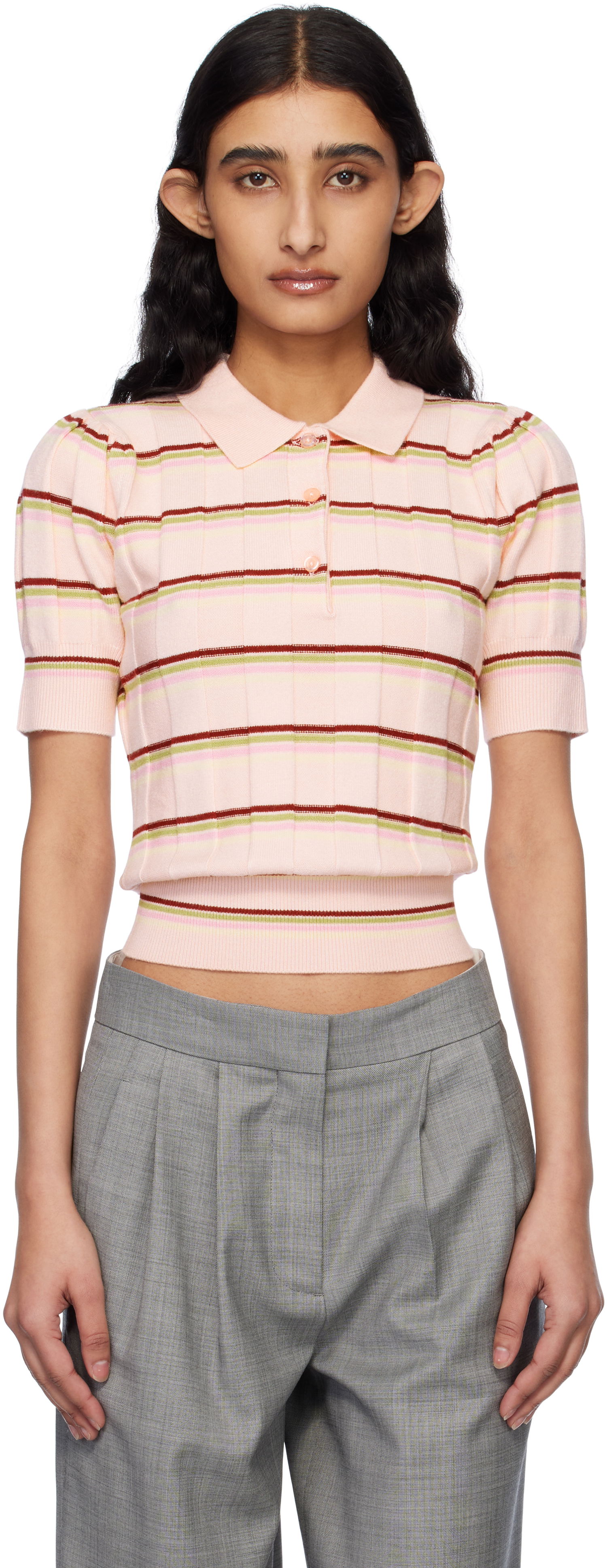 Polo skjorte GUIZIO Guizio Mateo Striped Polo Lyserød | S25110S047, 0