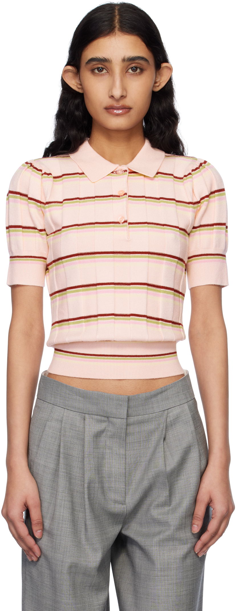 Polo skjorte GUIZIO Guizio Mateo Striped Polo Lyserød | S25110S047