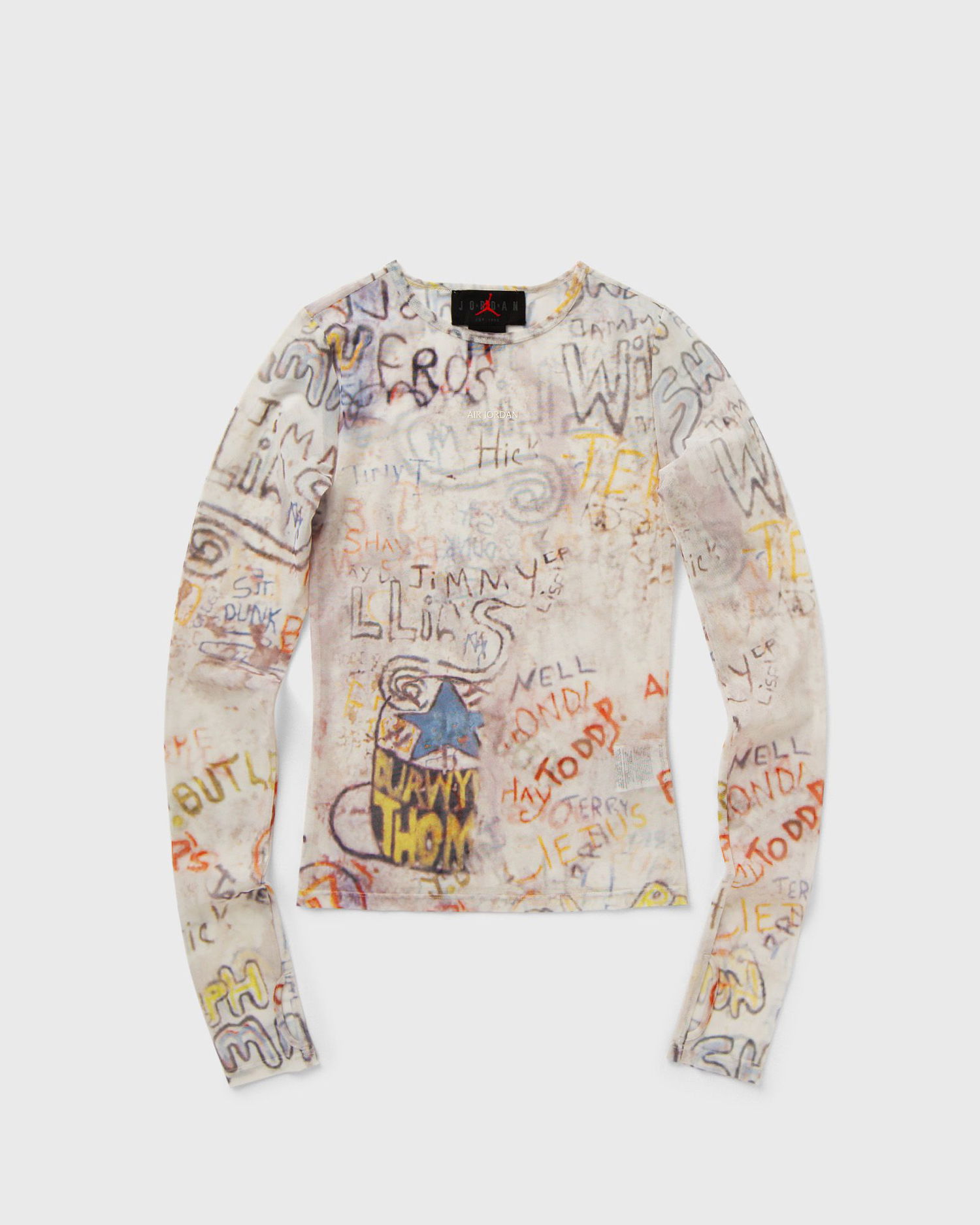 T-shirt Jordan Air Jordan Women's Graffiti Print Long Sleeve Top Beige | HQ9174-133, 1