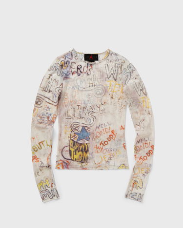 T-shirt Jordan Air Jordan Women's Graffiti Print Long Sleeve Top Beige | HQ9174-133, 1