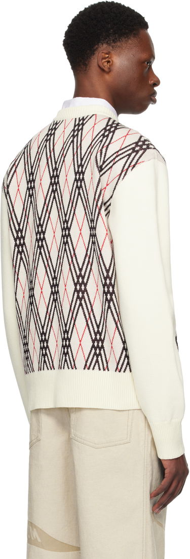 Sweater Burberry Burberry Argyle Check Wool Blend Sweater Hvid | 8110554, 2