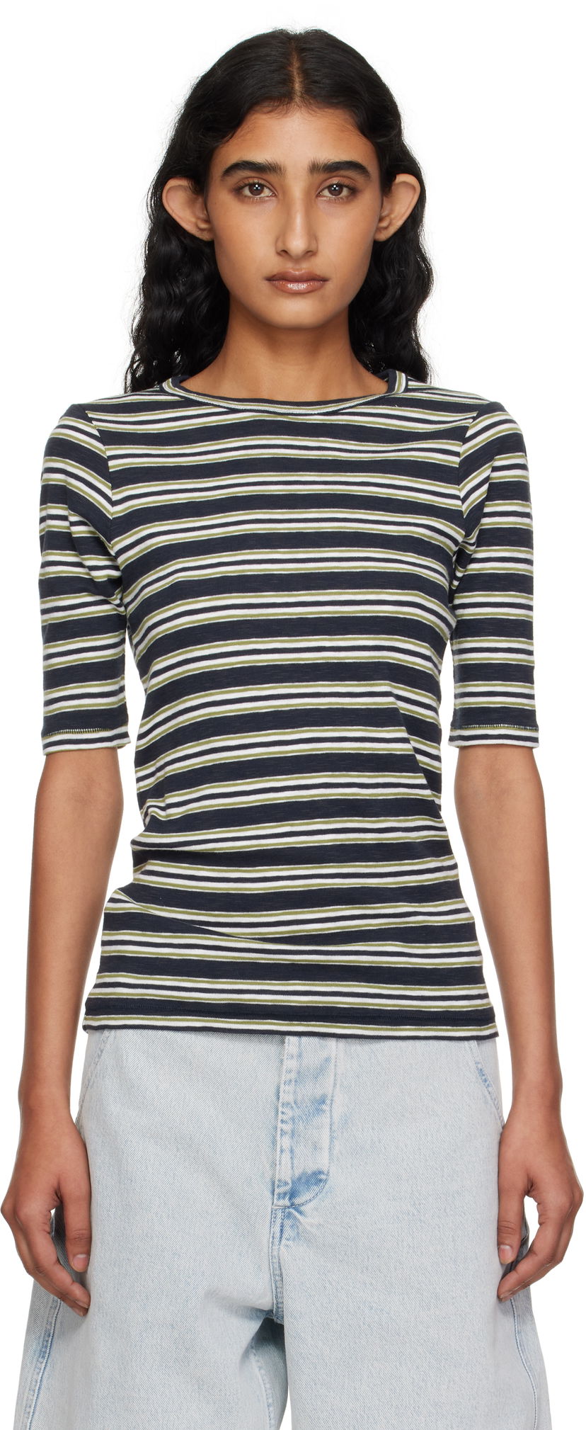 T-shirt YMC YMC Striped Tee Mørkeblå | Q6YMK