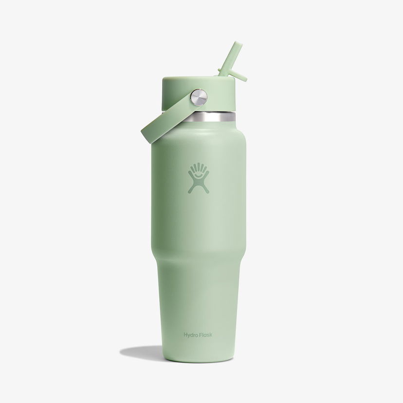 Drikkeflaske Hydro Flask 946 ml Wide Flex Straw Travel Bottle Grøn | WT32CFS338