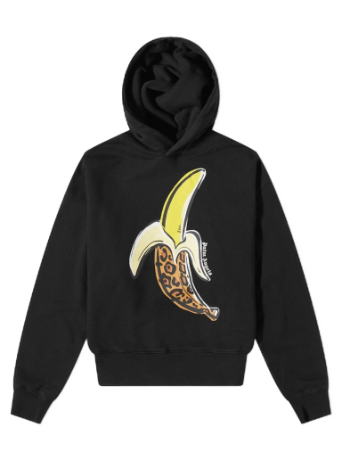 Sweatshirt Palm Angels Banana Popover Hoody Sort | PMBB058F22FLE0091018