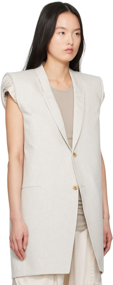 Vest Rick Owens Rick Owens Hollywood Dirt Tailored Sleeveless Denim Blazer Beige | RP01E7768 DRD, 1