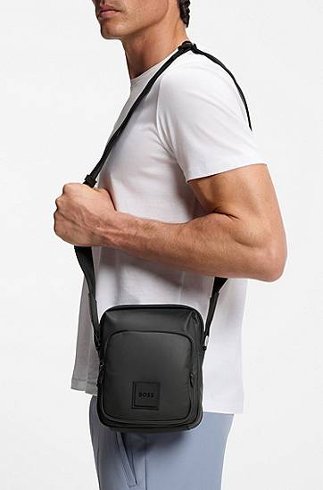 Skuldertaske BOSS Coated Fabric Reporter Bag with Logo Patch Sort | 50548183, 1