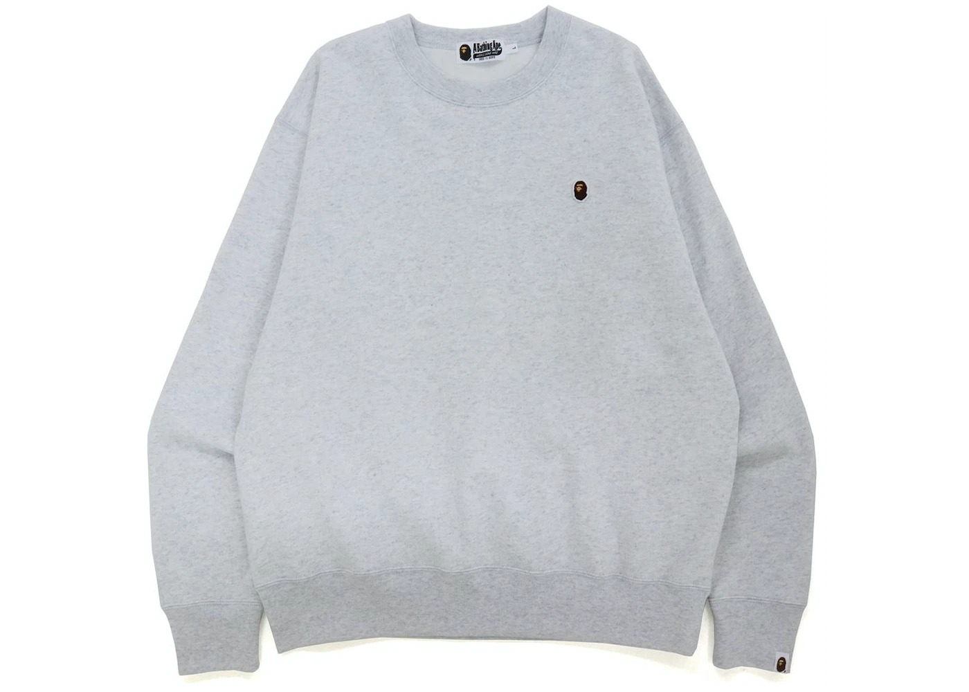 Sweater BAPE Ape Head One Point Relaxed Fit Crewneck Grå | BAPE-POINT-CREW-GREY, 0