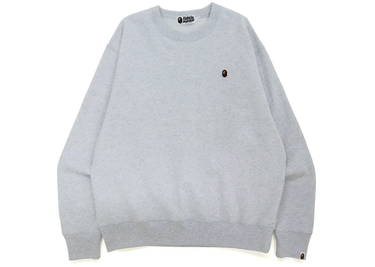 Sweater BAPE Ape Head One Point Relaxed Fit Crewneck Grå | BAPE-POINT-CREW-GREY, 0