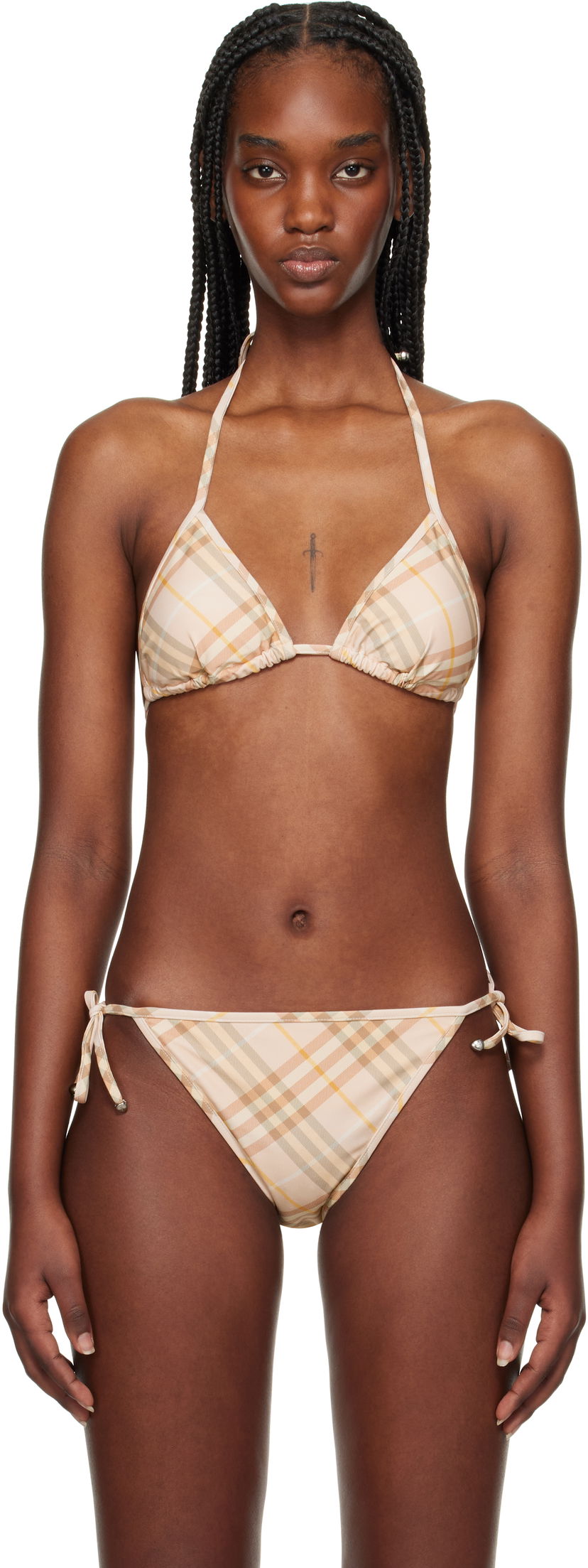 Badetøj Burberry Burberry Check Triangle Bikini Top Beige | 8108593