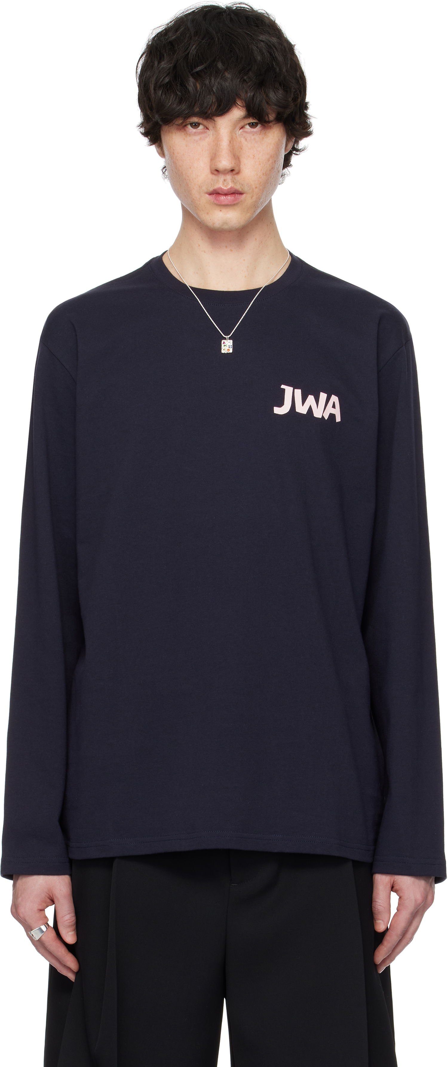 T-shirt JW Anderson JW Anderson 'JWA' Long Sleeve T-Shirt Mørkeblå | JT0281-PG1510, 0