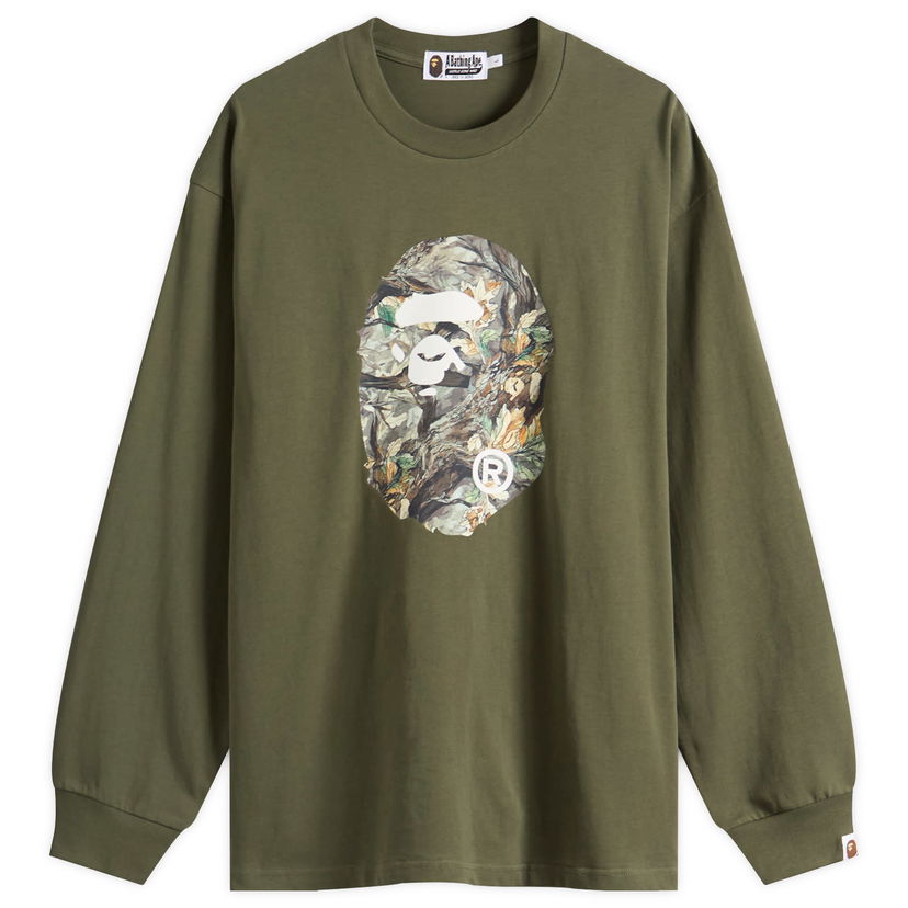 T-shirt BAPE A Bathing Ape Tree Edge Camo Ape Head Longsleeve T-Shirt Grøn | 001LTL801305M-ODR
