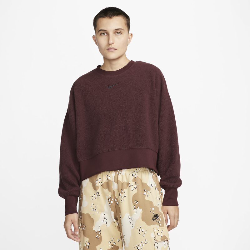 Sweatshirt Nike Plush Mod Crop Crew-Neck Sweatshirt Bourgogne | DQ6844-652, 0