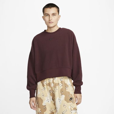Sweatshirt Nike Plush Mod Crop Crew-Neck Sweatshirt Bourgogne | DQ6844-652, 0