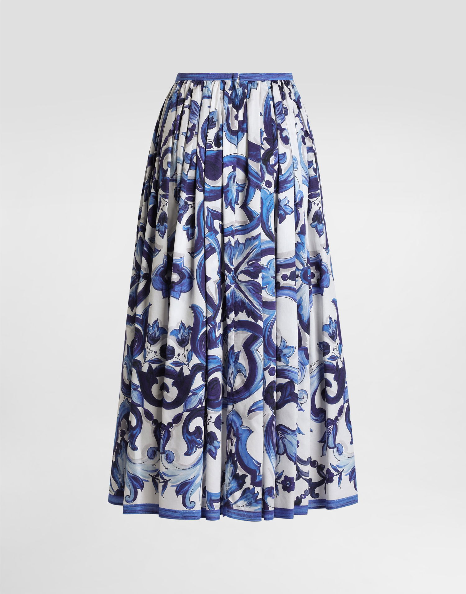 Nederdel Dolce & Gabbana Majolica-print Long Cotton Satin Skirt Flerfarvet | I4O19WHS5T2HA3TN, 1