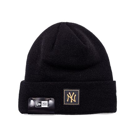 Beanie New Era MLB Metallic Badge Cuff Knit New York Yankees Black / Metallic Gold One Size Sort | 60424815, 0