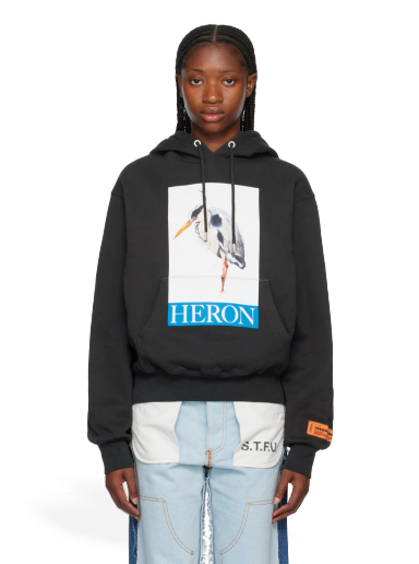 Sweatshirt HERON PRESTON Bird Painted Hoodie Sort | HWBB024F23JER0021046