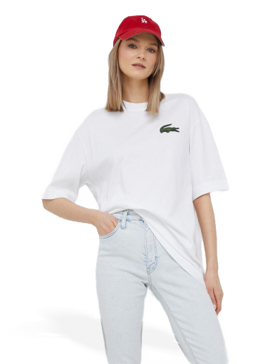 T-shirt Lacoste Loose Fit Large Crocodile Organic Cotton T-shirt Hvid | TH0062