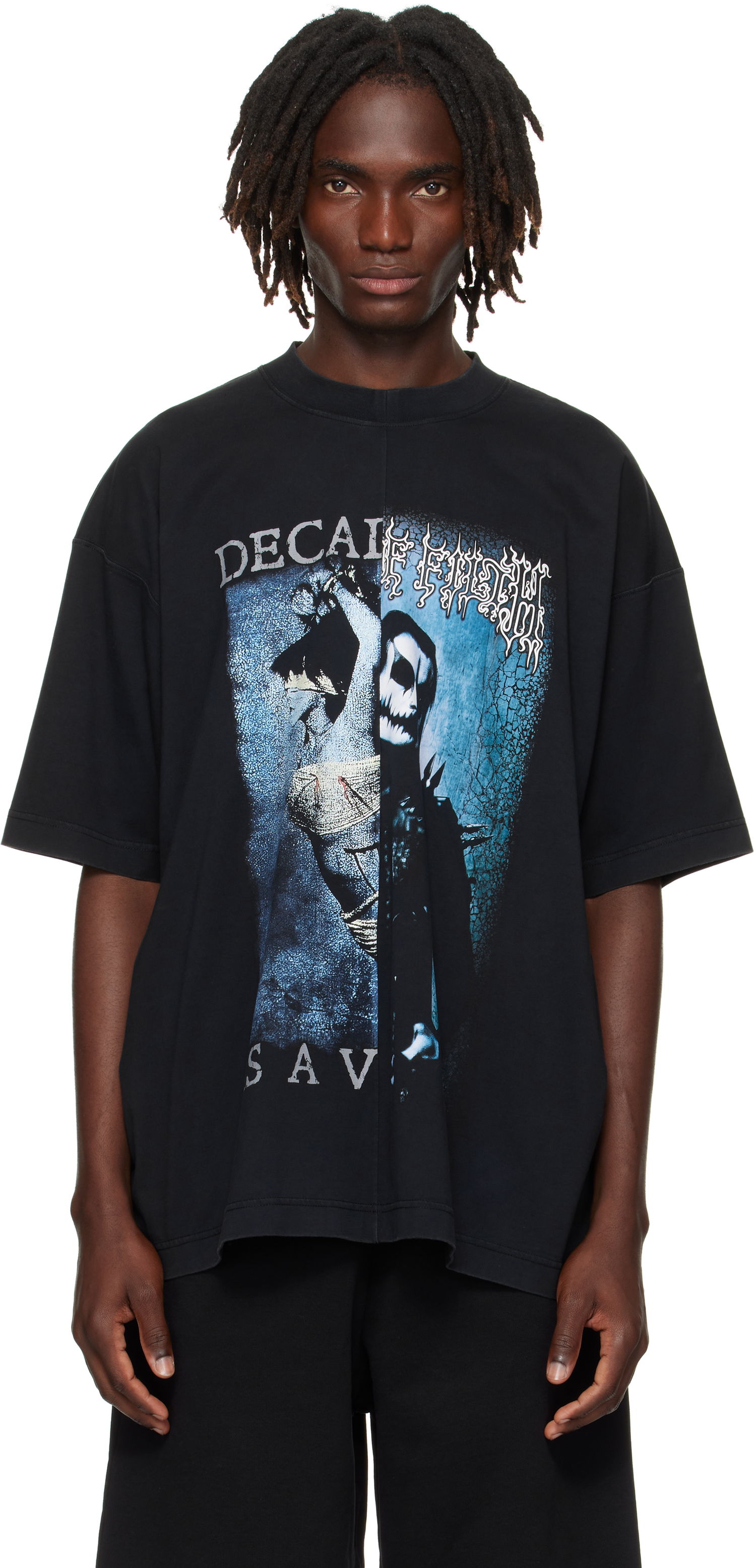 T-shirt VETEMENTS VETEMENTS Cradle of Filth Cut-Up Oversized T-Shirt Sort | UCF76TR950BB, 0