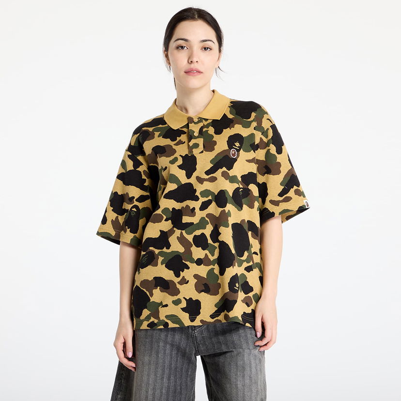 Polo skjorte BAPE A BATHING APE 1St Camo Jacquard Relaxed Fit Polo Shirt Gul | 001POL301303MYEL