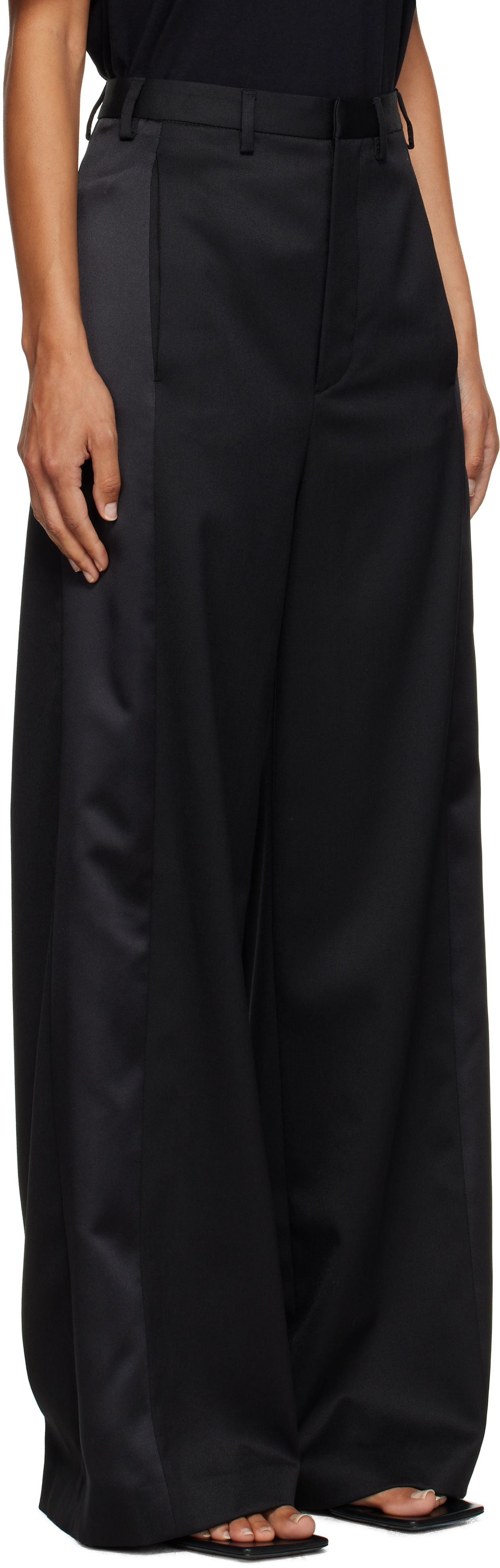 Bukser Maison Margiela MM6 Maison Margiela Tailored Wool Wide-Leg Trousers Sort | S52KA0541 S47848, 1