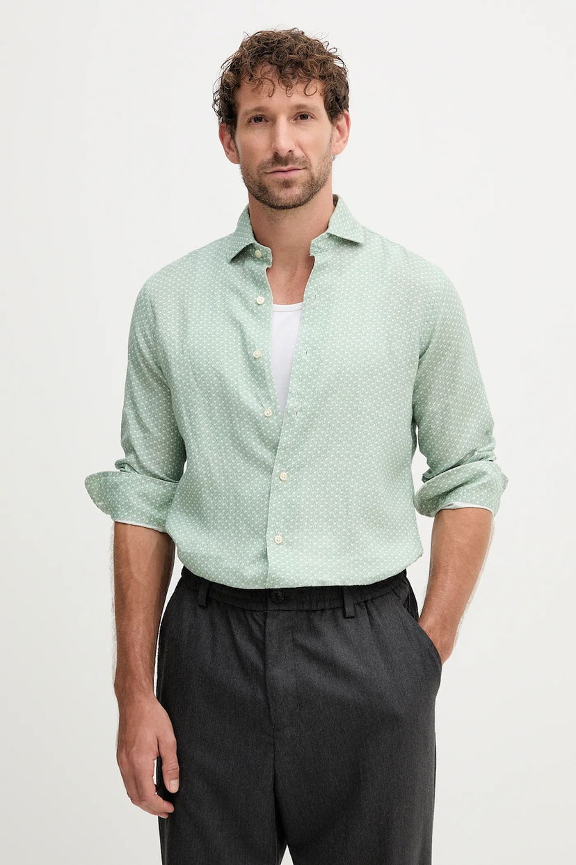 Skjorte Polo by Ralph Lauren Polo Ralph Lauren Regular Fit Linen Shirt with Italian Collar Grøn | 710974546