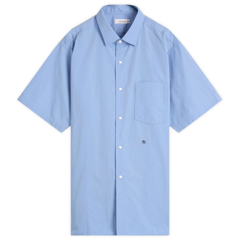 Skjorte NANAMICA Nanamica Regular Collar Wind Short Sleeve Shirt, Size Large Blå | SUGS405E-SX
