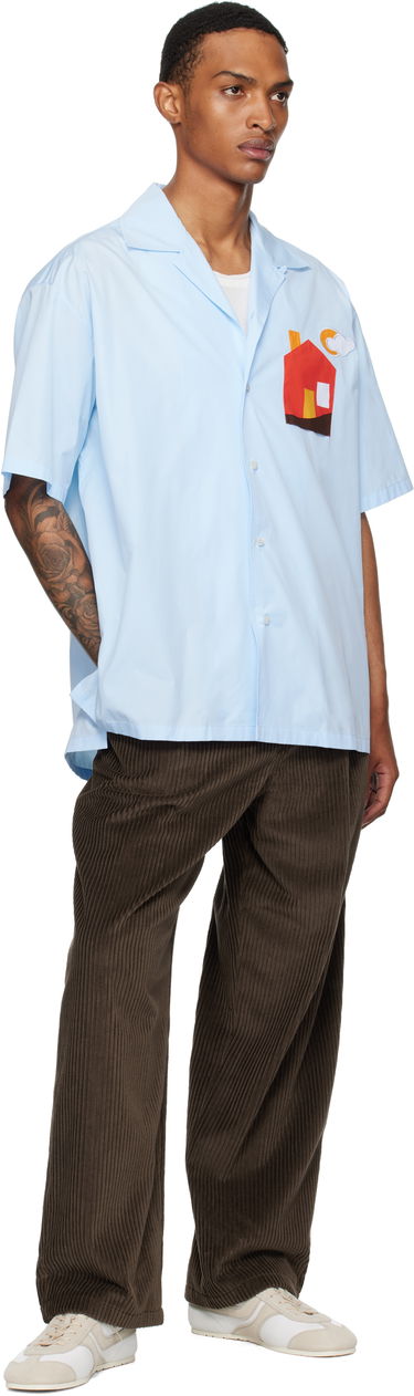 Skjorte Moschino Moschino Poplin House Appliqué Shirt Blå | 252ZZ020752351293, 3
